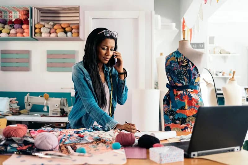 Woman on the phone managing her business